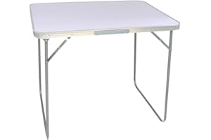 Acomoda Textil – Mesa Camping Plegable de Aluminio para Jardín, Picnic y Acampada. Bandeja Auxiliar Multifunción, Portátil y Ligera de para Hogar y Viaje. (80x60x70 cm, Blanco)