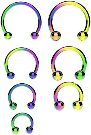 The Emporium Direct Surgical Steel Horseshoe Bar ANODIZED PEARLESCENT RAINBOW - Lip, Nose, Septum, Ear Ring, Tragus Various