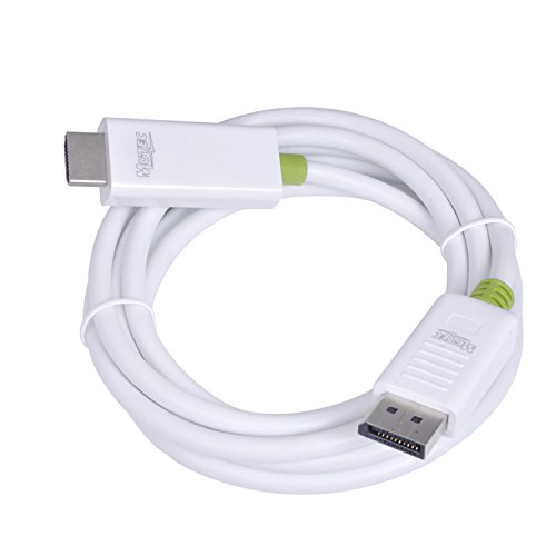 MutecPower 2 Stück von 2 meter DisplayPort (DP) männlich auf HDMI männlich Kabel – 4K Ultra HD – Weiß – 2m Mit 2 Kabelbinder - 3