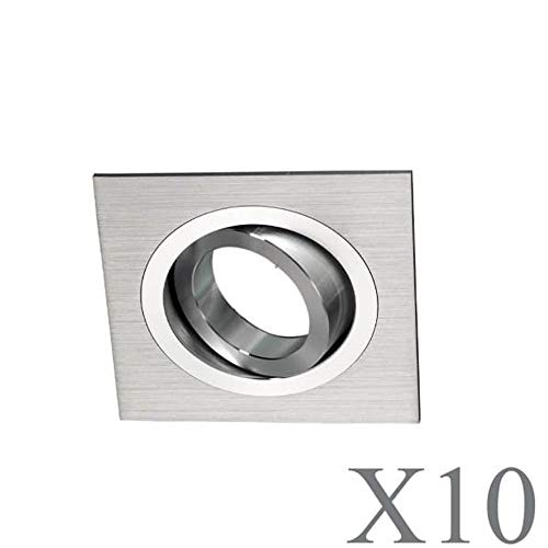 Wonderlamp W-E000110 Classic - Pack de Focos Empotrables Cuadrados con Portalámparas GU10, Gris, 10 unidades