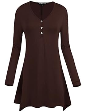 Damen T-Shirt Tunika Langarmkleid Stretch Basic Shirt Top