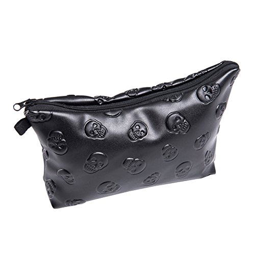 SZTARA Fashion Handbag Makeup Case 3D Cosmetic Bag Waterproof Storage Pouch Pack Women Ladies Travel Home Skull All Black