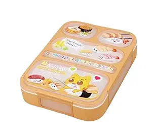 Okayji Leak Proof BPA Free Lunch Box with 5 Separate Compartment with Spoon, 1-Piece (Orange)