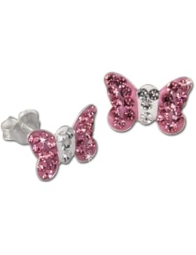 Tee-Wee Kinder Ohrring Schmetterling Zirkonia rosa 925 Sterling Silber Kinderohrstecker Glitzer Kinderschmuck...