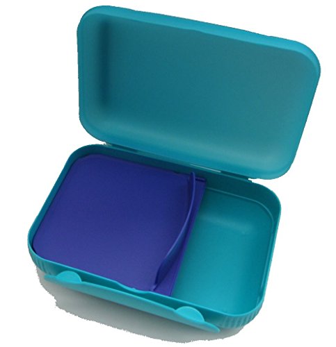TUPPERWARE To Go Lunch-Box türkis mit Trennung blau Lunchbox Brotbox Sandwich 8639