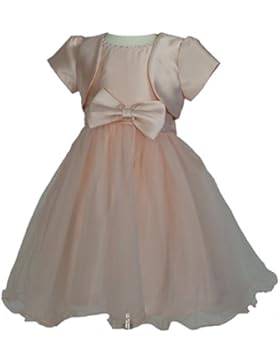 Samtlebe® - Blumenmädchenkleid mit Bolero - Satin / Organza FL8012 in Rosa Gr. 92-158 (2-12)