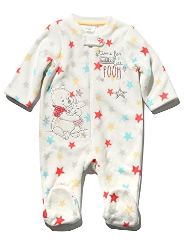 Winnie The Pooh Character Baby Soft Fleece Long Sleeve Star Print Zip Front Jammawalker Sleepsuit Cream 0/3 Mnths
