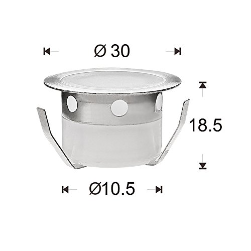 QACA 30er LED Einbauleuchten Bodeneinbaustrahler Blau Außen Wasserdicht IP67 0.6W Ø30mm Treppenstufen Garten Terrasse - 9