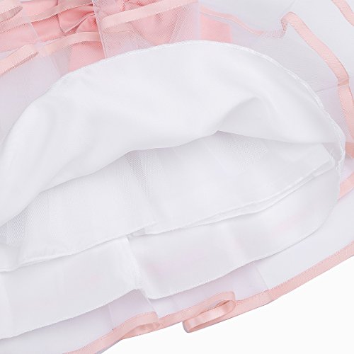 iixpin Babybekleidung Baby-Mädchen Prinzessin Kleid Festzug Taufkleid Hochzeit Partykleid Mädchen Tüll Kleidung Blumenmädchenkleid mit Baumwollhose Perle Rosa 68-74 - 7