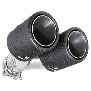 FORTLUFT Exhaust Dual Muffler Tip With Slant Cut Carbon Fiber & Stainless Steel (Left)