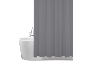 ANSIO Shower Curtain for Bathroom - Mould and Mildew Resistant - Charcoal Grey, 180 x 180 cm (71 x 71 Inch) | Water Repellent Fabric | 100% Polyester
