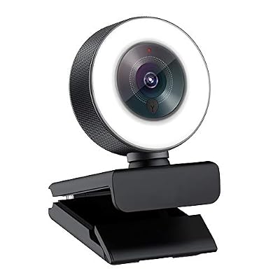 LOGITUBO Webcam Full HD 1080P avec Éclairage Circulaire Réglable Intégré et Caméra Web À Mise Au Point Automatique en Continu pour Les Joueurs Xbox Facebook et Youtube