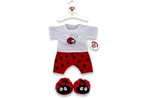 Build Your Bears Wardrobe Teddy Bear Clothes fits Build a Bear Teddies Bug PJ's & Slippers (Red)