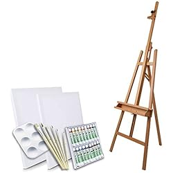 Artina - Set de Pintura de 28 pzas. - Caballete de Pintura de Estudio Haya Barcelona, Acuarelas, lienzos, Pinceles y Paleta