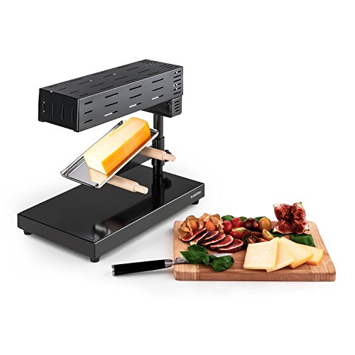 Klarstein Appenzell 2G Appareil à raclette dans le style traditionnel suisse (métal robuste, support à fromage flexible, poignée de réglage en bois, 600W) 