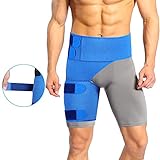 Hamstring Support, Groin Support Commpression Thigh Wrap with Anti-Slip Lining and Elastic Strap for Men and Women, Effectively Relief Pulled Groin Muscle, Sprains, Quadricep and Tendinitis