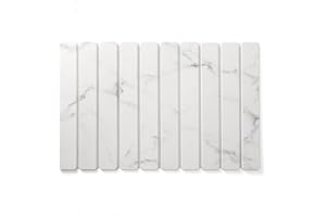 NEWLIKY Alfombrilla de bano de diatomeas alfombrilla de bano pequena 30x40cm Antimoho Absorbente Antideslizante Secado rápido diatomeas tapete baño Plegable para bañera Inodoro cocina Mármol Mármol Blanco