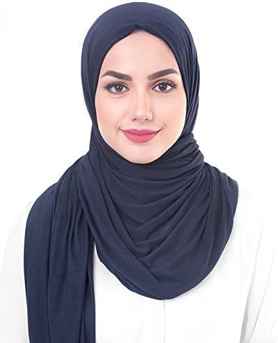 MiaoMa Ladies Women's Fashion Scarf Solid Colour 100%Cotton Pashmina Hijab Large Long Scarves Neck Scarf Shawl Wrap Blue
