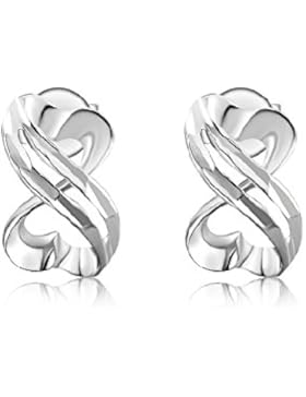 Damen-Ohrstecker Infinity Unendlichkeit symbol 14 Karat 585 Weißgold Ohrringe (7MM)