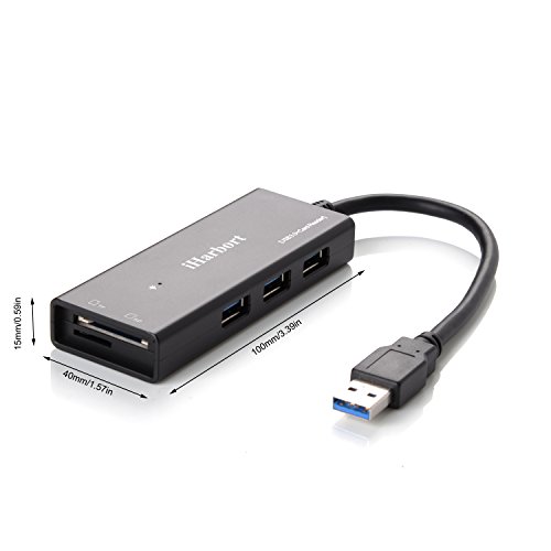 IHarbort® 3 Ports USB 3.0 Hub + SD / TF Cardreader Support für Windows-Computer und MAC (USB 3.0 hub+TF/SD, schwarz) - 5