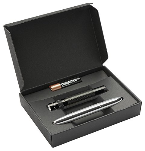 examen Mag-Lite j3 a01 fspsi LED Solitaire avec Fisher Space Pen Bullet, aluminium, noir/argent, 8 x 1,2 x 1,2 cm