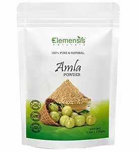 Elemensis Naturals Pure & Natural Amla Powder for Face, Healthy and Strong Hair and Hair fall Control Repairs damaged hair Care & Scalp Treatment, 100gm