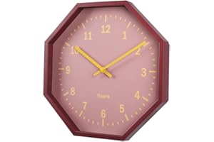 Fisura – Oryginalny ośmiokątny zegar ścienny nowoczesny zegar kuchenny. Zegar ścienny 30 centymetrów. ABS i kryształ. 1 bateria AA. (Bordeaux)