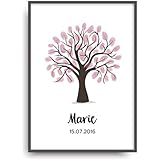 Fine Art Kunstdruck JUGENDWEIHE BAUM Poster Print Plakat moderne Vintage Deko Bild ohne Rahmen DIN A4 Geschenk personalisiert inkl. Stempelkissen für Fingerabdrücke