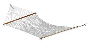 Hangit 55 inch Rope Hammock Swing for Two Person with Hanging Hardware (Cotton), (Model: HSCRH551), White, Adults