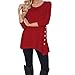 Produktbild Elecenty Damen Pullover Pulli Übergröße Hemden Bluse Hemd Rundhals Lange Ärmel Tops Frauen Sweatshirts Kapuzenpullis Lose Knopfleiste Blusen Tunika T-Shirt Top Blusentop (6XL, Weinrot)