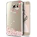 Price comparison product image Galaxy S7 Edge Case,Surakey Ultra Thin TPU Silicone Crystal Kirstall Clear Case Protective Mobile Phone Case Flower Pattern Slimcase Back Cover Bumper Shell For Samsung Galaxy S7 Edge,Powder petal # 4