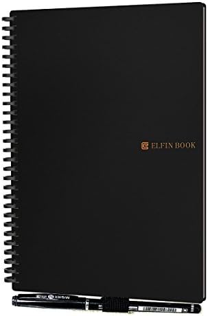 NetEraEU Elfinbook 2.0 Smart Notebook eraseable notebook waterproof Notepad reuse 5.8 "x 8.2" inches (A5 black)