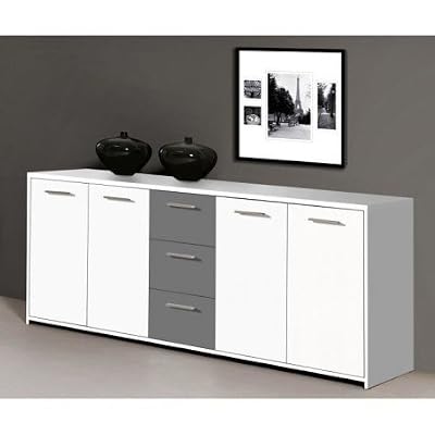 finlandek Buffet / Bahut Finlandek Finlandek buffet bas pilvi contemporain blanc et gris mat - l 179 cm