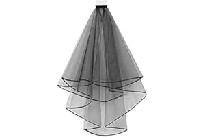 CICILIAYA Bridal Veil Wedding Vails Women's White Ivory Tulle Short Veils Ribbon Edge With Comb for Brides Shower Bachelorette Hen Party Chucky Costume Dress Up Gift Halloween Girls First Communion