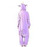 Unicsex Süß Einhorn Overall Pyjama Kostüme Schlafanzug Für Kinder / Erwachsene (S, Lila) - 