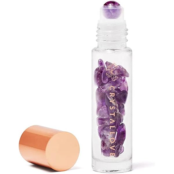Crystallove Ölflasche 10 Ml Mit Rosenquarz Roller – Nachfüllbar Für ätherische Öle, Massage