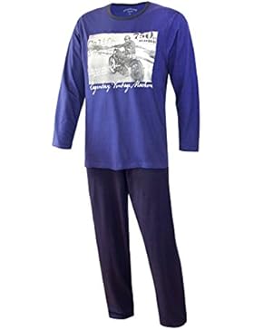 Herren Schlafanzug lang Pyjama lang Herren Schlafanzug Herren HARLEY aus 100% Baumwolle Model MoonLine
