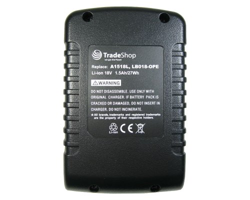 Hochleistungs Li-Ion Akku 18V / 1500mAh ersetzt Black&Decker A1518L A-1518-L LB018-OPE LB-018OPE für GXC-1000-L HP-186-F4L HP-186-F4LBK HP-186-F4LK HP-188-F4L HP-188-F4LBK HP-188F4-LK LST-1018 - 3