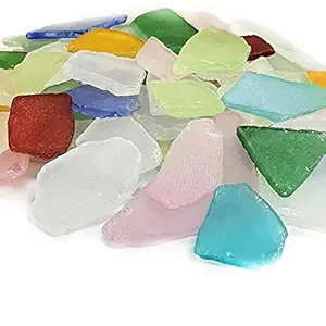 CYS EXCEL Sea Glass 64 Ounces Assorted Mix Rainbow Colors | Multiple Choices Crushed Glass Vase Filler | Aquarium Nautical D?cor for Art Crafts Flat Frosted Dyed Color Stone