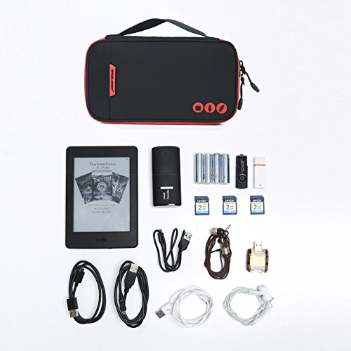 BAGSMART Kompakte Eletronik Kabeltasche Doppelte Fächer für USB Sticks, Kabel, Speicherkarte Schwarz - 3