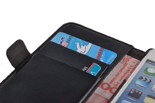 JAMMYLIZARD iPhone se  iPhone 5 5s Funda de piel   0009234       Tel  fono M  vil  Lujosa Funda Series  piel Flip case cover Carcasa con tarjetero funda de piel  color negro