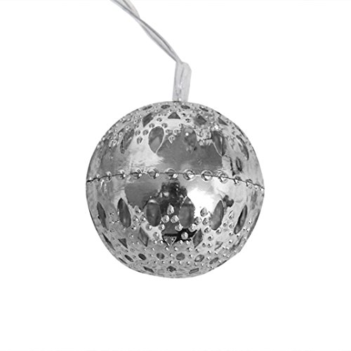 DOLDOA 20er LED Lichterkette silberne Kugeln batteriebetrieben,Silber - 5
