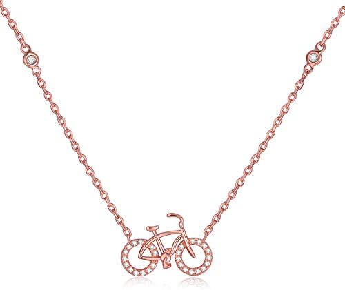 Starharvest Women's 925 Sterling Silver with Rose Gold Plating Bicycle-Shaped AAA Cubic-zirconia Pendant Necklace 18''