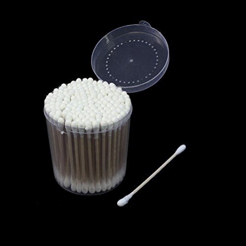 200pcs Holz Ohr Reinigen Makeup Doppel Sanitär Tip-Stick Wattestäbchen Knospen - 2