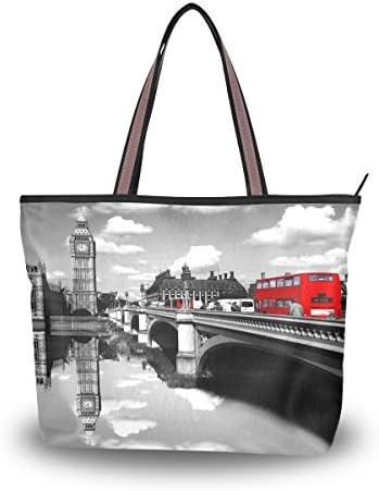 UHONEY Extra Large Handbags for Women,Vintage London Big Ben,Fashion Design Lightweight Shoulder Tote Bag