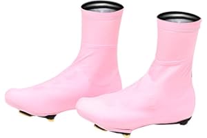 SXFJF Copriscarpe da Bicicletta per Uomo Donna, MTB Road Silicone Copriscarpe con Lucchetto per Ciclismo Ultra Wear Senza Cerniera Impermeabile Antivento, per Bici da Strada,Rosa,L