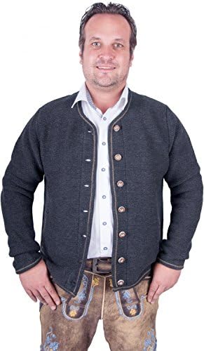 Almwerk ALM Manufacturing Facility Men's Costume Cardigan Model Xaver in Brown Charcoal
