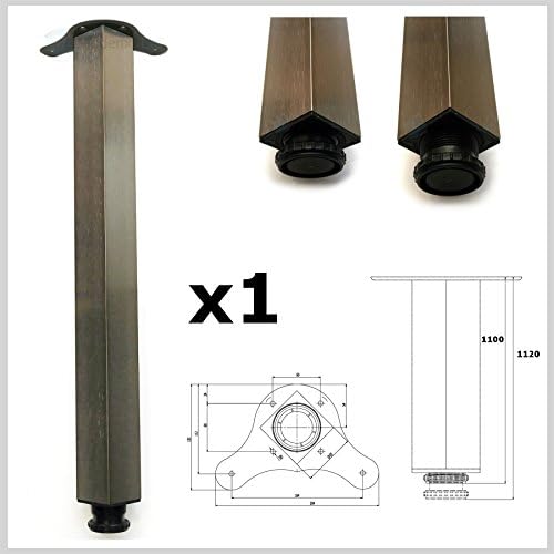 1 x 1100mm Br Chrome Breakfast Bar Worktop Support Table Leg Square 65mm Dia