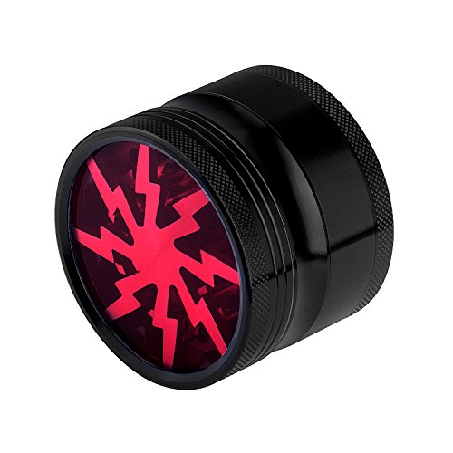 Lightning Grinder, Fancyli 4 Pieces 2.48″ Tobacco Grinder Spice Grinder Herb Grinder with a Cleaning Brush (Red) - 2