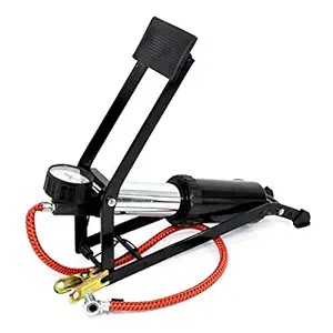 Birud Portable Floor Foot Air Pump Foot Activated for Bike, Ball, Tire, Pool (Single Barrel, Black)